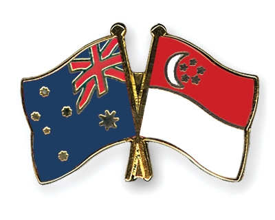 Fahnen Pins Australien Singapur