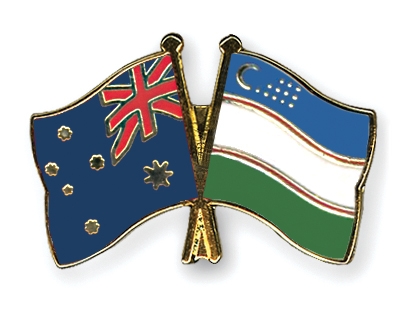 Fahnen Pins Australien Usbekistan