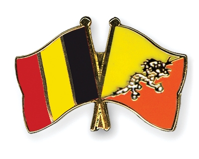 Fahnen Pins Belgien Bhutan