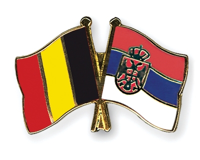 Fahnen Pins Belgien Serbien