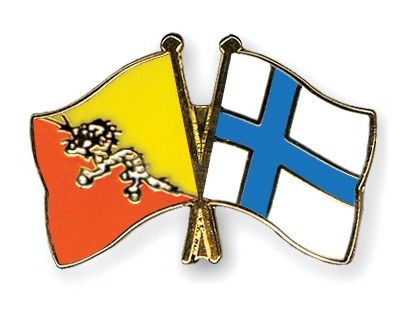 Fahnen Pins Bhutan Finnland