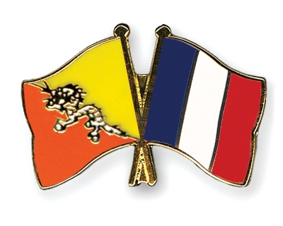 Fahnen Pins Bhutan Frankreich