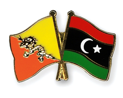 Fahnen Pins Bhutan Libyen