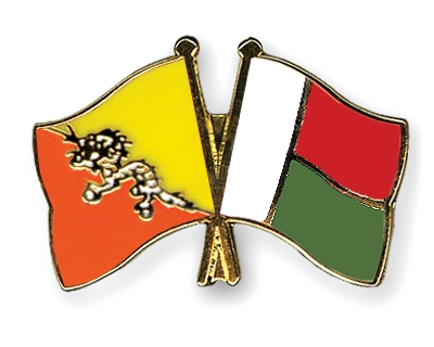 Fahnen Pins Bhutan Madagaskar