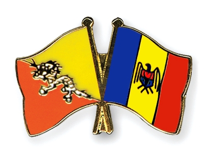 Fahnen Pins Bhutan Moldau