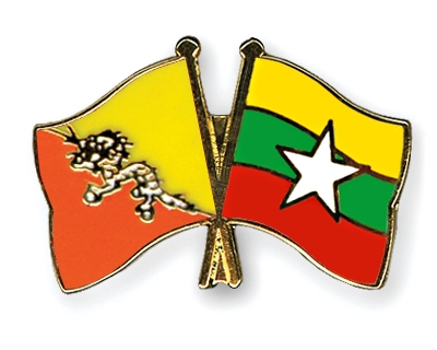 Fahnen Pins Bhutan Myanmar