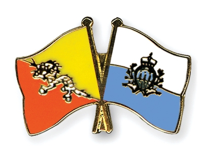 Fahnen Pins Bhutan San-Marino