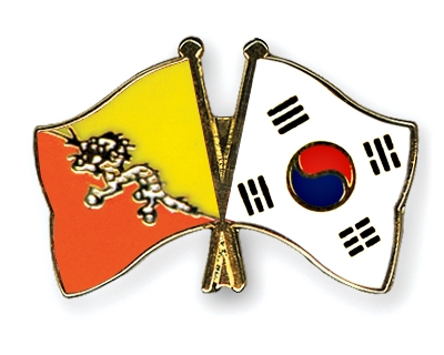 Fahnen Pins Bhutan Sdkorea