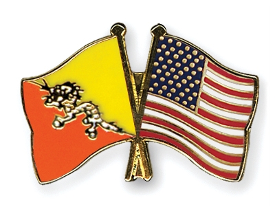 Fahnen Pins Bhutan USA