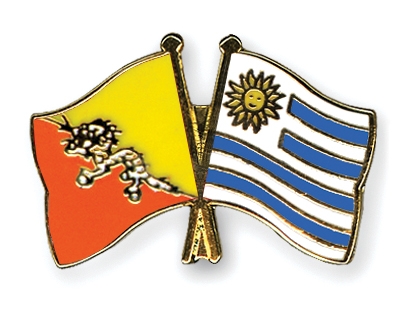 Fahnen Pins Bhutan Uruguay