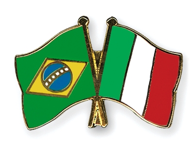 Fahnen Pins Brasilien Italien