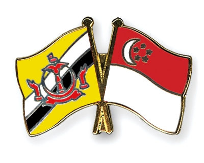 Fahnen Pins Brunei-Darussalam Singapur