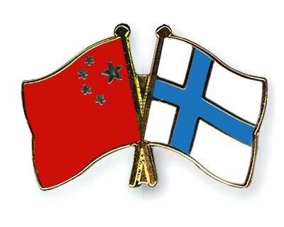 Fahnen Pins China Finnland