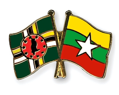 Fahnen Pins Dominica Myanmar