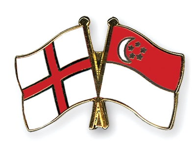 Fahnen Pins England Singapur