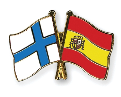 Fahnen Pins Finnland Spanien