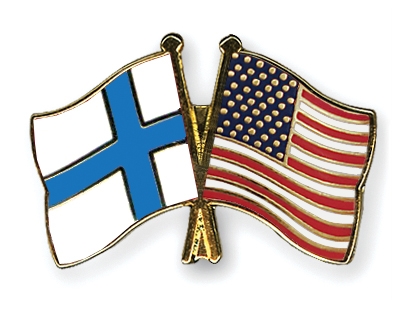 Fahnen Pins Finnland USA