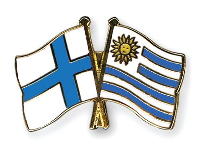 Fahnen Pins Finnland Uruguay
