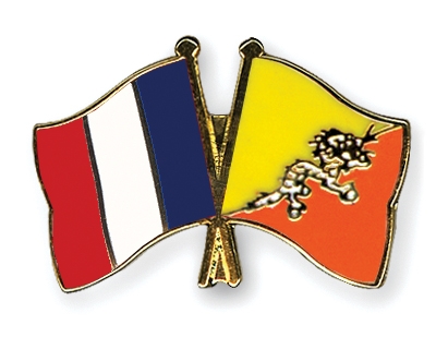 Fahnen Pins Frankreich Bhutan