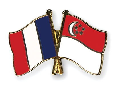 Fahnen Pins Frankreich Singapur