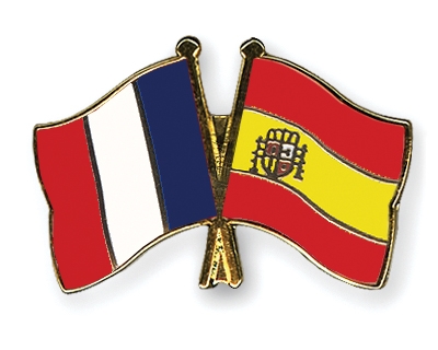 Fahnen Pins Frankreich Spanien