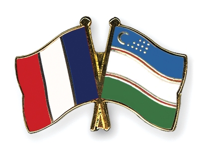 Fahnen Pins Frankreich Usbekistan