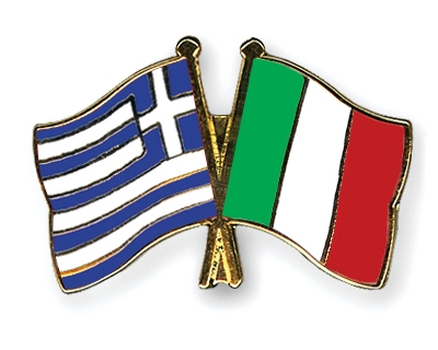Fahnen Pins Griechenland Italien