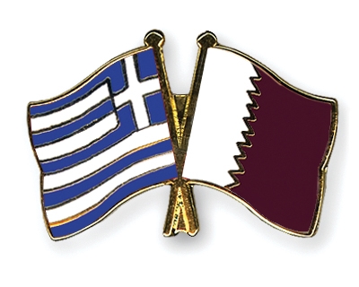 Fahnen Pins Griechenland Katar