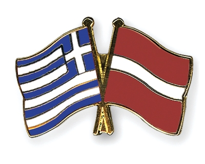 Fahnen Pins Griechenland Lettland