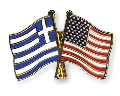 Fahnen Pins Griechenland USA