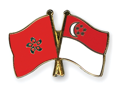 Fahnen Pins Hong-Kong Singapur