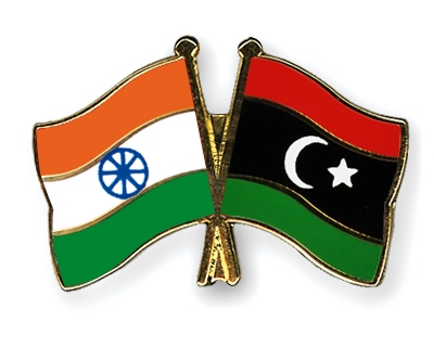 Fahnen Pins Indien Libyen