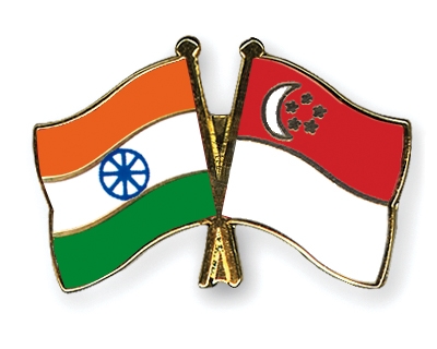 Fahnen Pins Indien Singapur