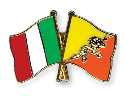 Fahnen Pins Italien Bhutan