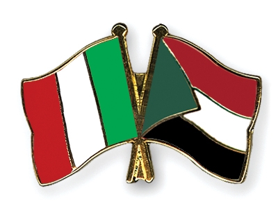 Fahnen Pins Italien Sudan