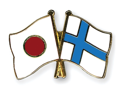 Fahnen Pins Japan Finnland
