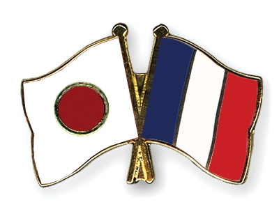 Fahnen Pins Japan Frankreich