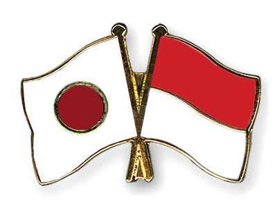 Fahnen Pins Japan Indonesien