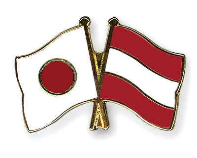 Fahnen Pins Japan sterreich