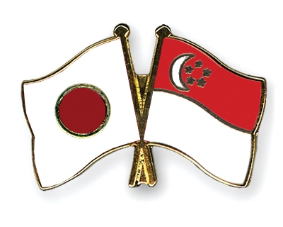 Fahnen Pins Japan Singapur