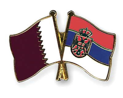 Fahnen Pins Katar Serbien