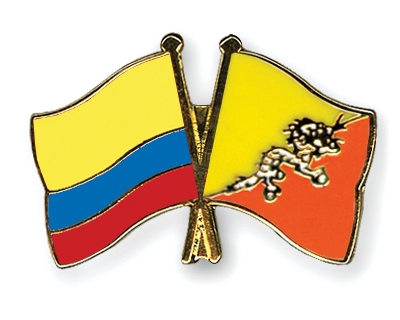 Fahnen Pins Kolumbien Bhutan