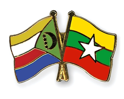 Fahnen Pins Komoren Myanmar