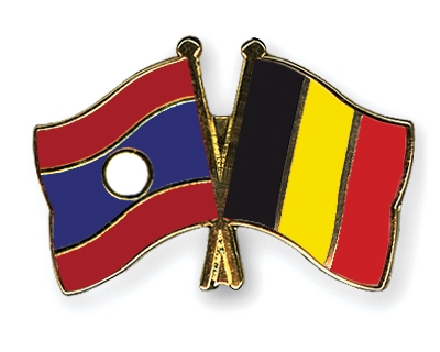 Fahnen Pins Laos Belgien