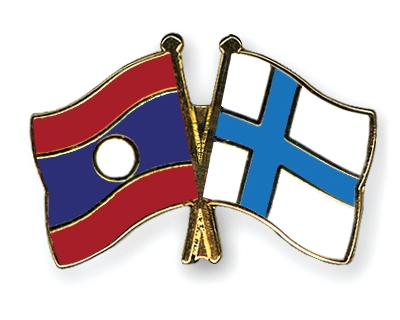 Fahnen Pins Laos Finnland