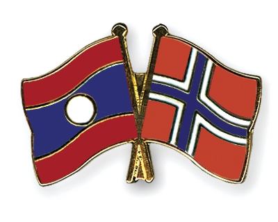 Fahnen Pins Laos Norwegen