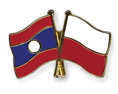 Fahnen Pins Laos Polen