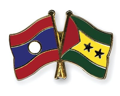 Fahnen Pins Laos Sao-Tome-und-Principe