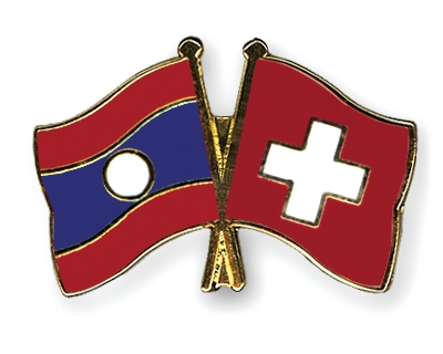 Fahnen Pins Laos Schweiz