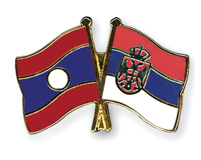 Fahnen Pins Laos Serbien